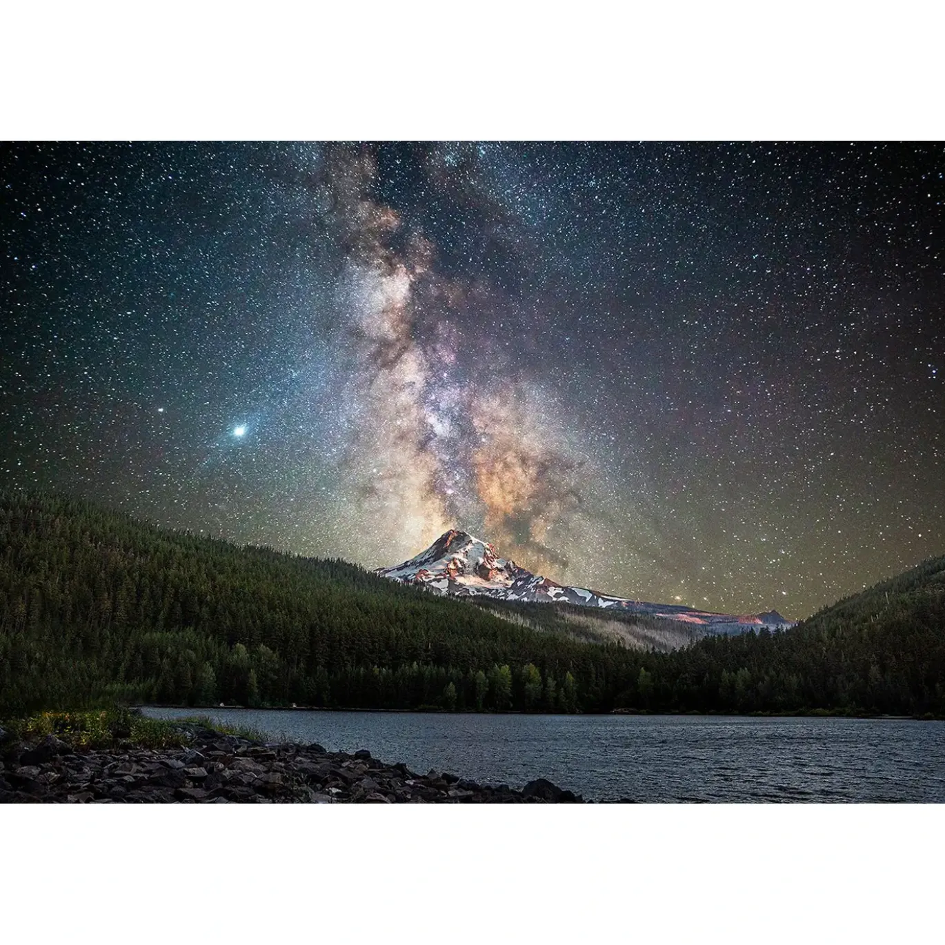 60" x 40" Starry Mountain Glass Wall Art