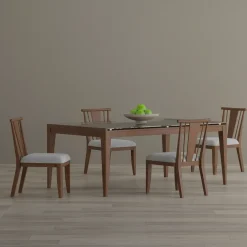 Amalie 5pc: Dining Table And 4 Wood Side Chairs