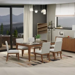 Amalie 7pc: Dining Table And 6 Upholstered Chairs
