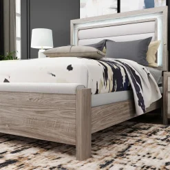 Avery California King Upholstered Bed with Light