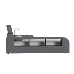 Blaine Modular Full Bed with Built-in Nightstand, Lounge Chair & Bookcase