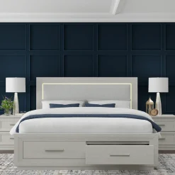 Burbank California King Storage Bed, Dresser, Mirror, Nightstand