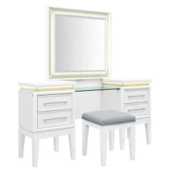 Danica 3pc Vanity, Mirror & Stool