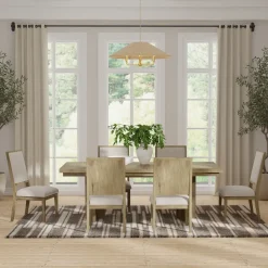 Durian Extendable Trestle Dining Table & 6 Side Chairs
