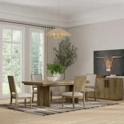 Durian Extendable Trestle Dining Table & 4 Side Chairs
