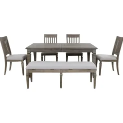 East Bay Extendable Dining Table, 4 Side Chairs & Bench