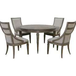 East Bay Extendable Round Table & 4 Arm Chairs