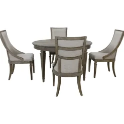 East Bay Extendable Round Table & 4 Arm Chairs