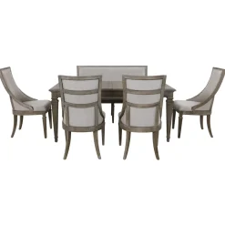 East Bay Extendable Table, 4 Arm Chairs & Bench With Back