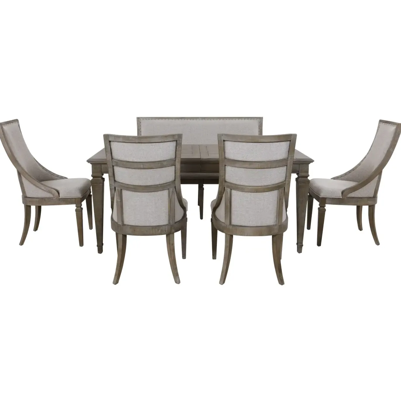 East Bay Extendable Table, 4 Arm Chairs & Bench With Back