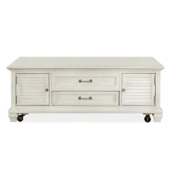 East Bay White Lift-top Storage Cocktail With Casters