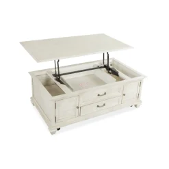 East Bay White Lift-top Storage Cocktail With Casters