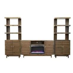 Everett 66 Inch Crystal Only Fireplace Console with 2 Piers