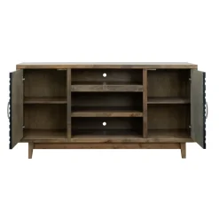 Everett 66 Inch Crystal Only Fireplace Console with 2 Piers