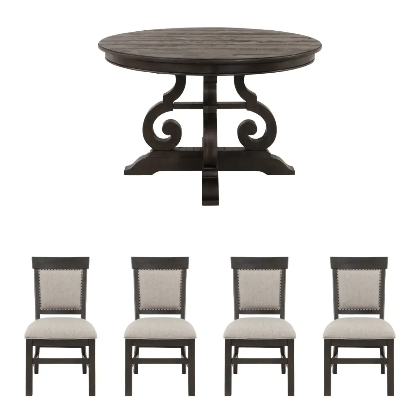 Hacienda 5pc Dining Set: 48" Round Table & 4 Side Chairs