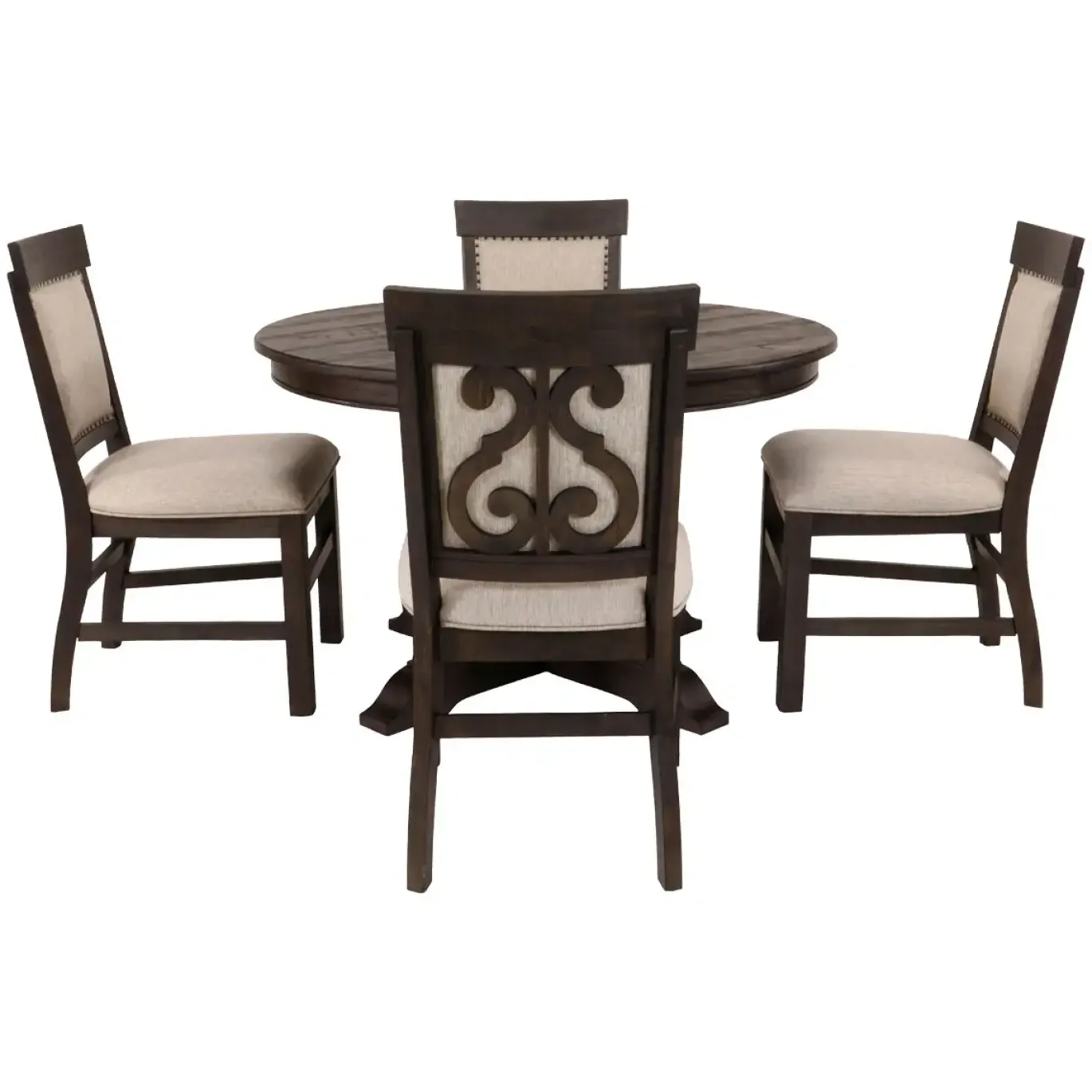 Hacienda 5pc Dining Set: 48" Round Table & 4 Side Chairs