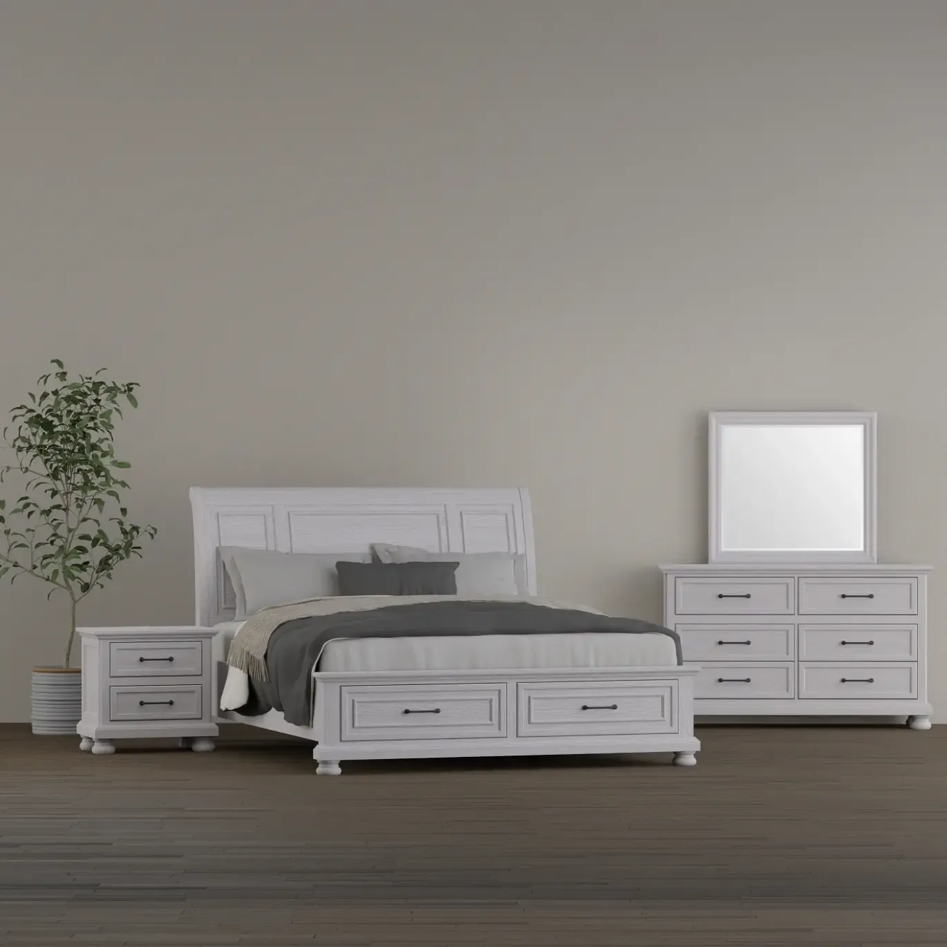 Hanover King Bed, Dresser, Mirror & Nightstand