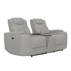 Jet White Leather Motion Sofa & Loveseat Set