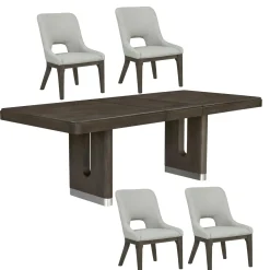 Lumen Extendable Pedestal Dining Table & 4 Sling Chairs
