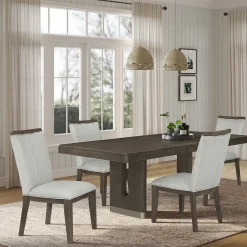 Lumen Extendable Pedestal Dining Table & 4 Side Chairs