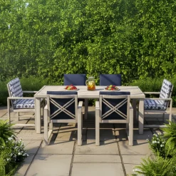 Melbourne Outdoor Dining Set-New! Outdoor 7pc Dining Set: Rectangle Table, 2 Arm Chairs & 6 Side Chairs