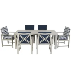Melbourne Outdoor Dining Set-New! Outdoor 7pc Dining Set: Rectangle Table, 2 Arm Chairs & 6 Side Chairs