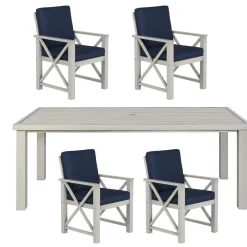 Melbourne 5pc Outdoor Dining Set: Table & 4 Solid Chairs