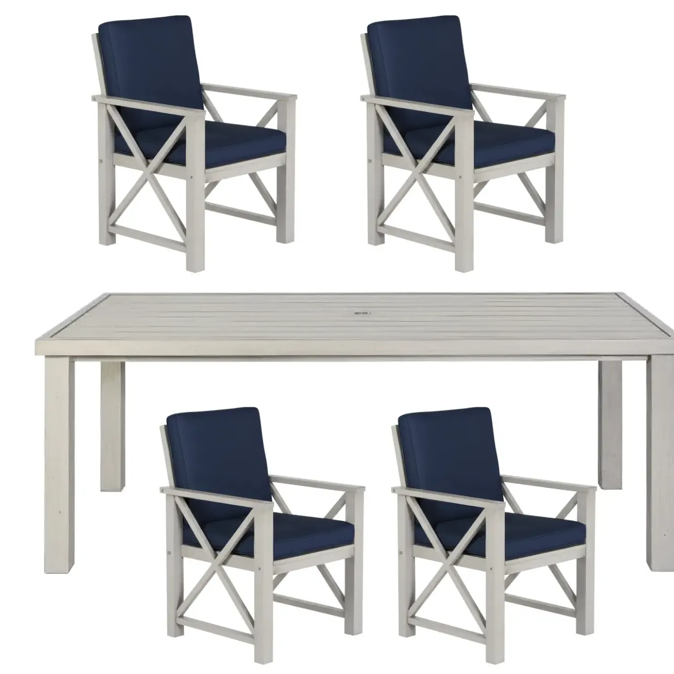 Melbourne 5pc Outdoor Dining Set: Table & 4 Solid Chairs