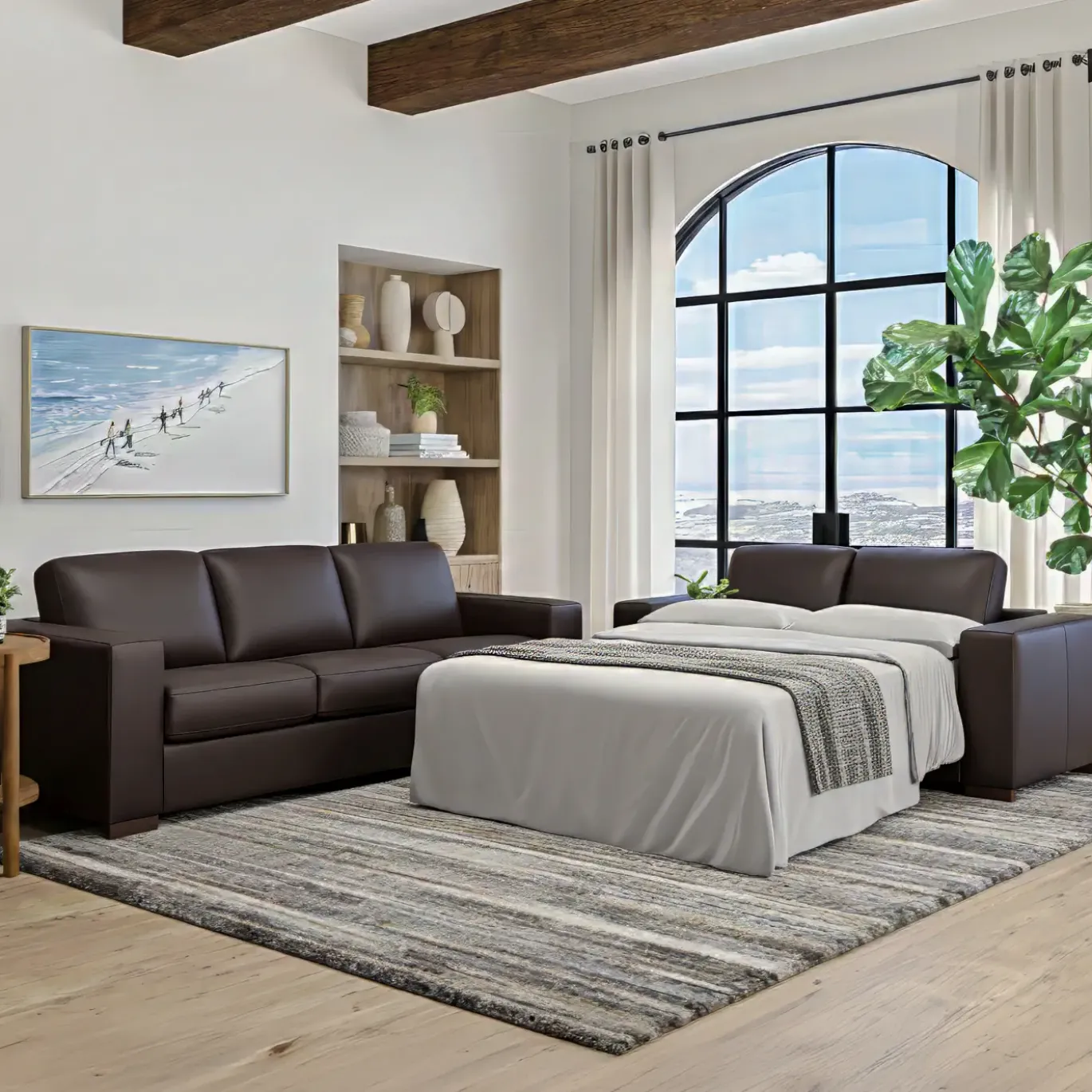 Quinn Leather Full Sleeper Sofa & Mattress