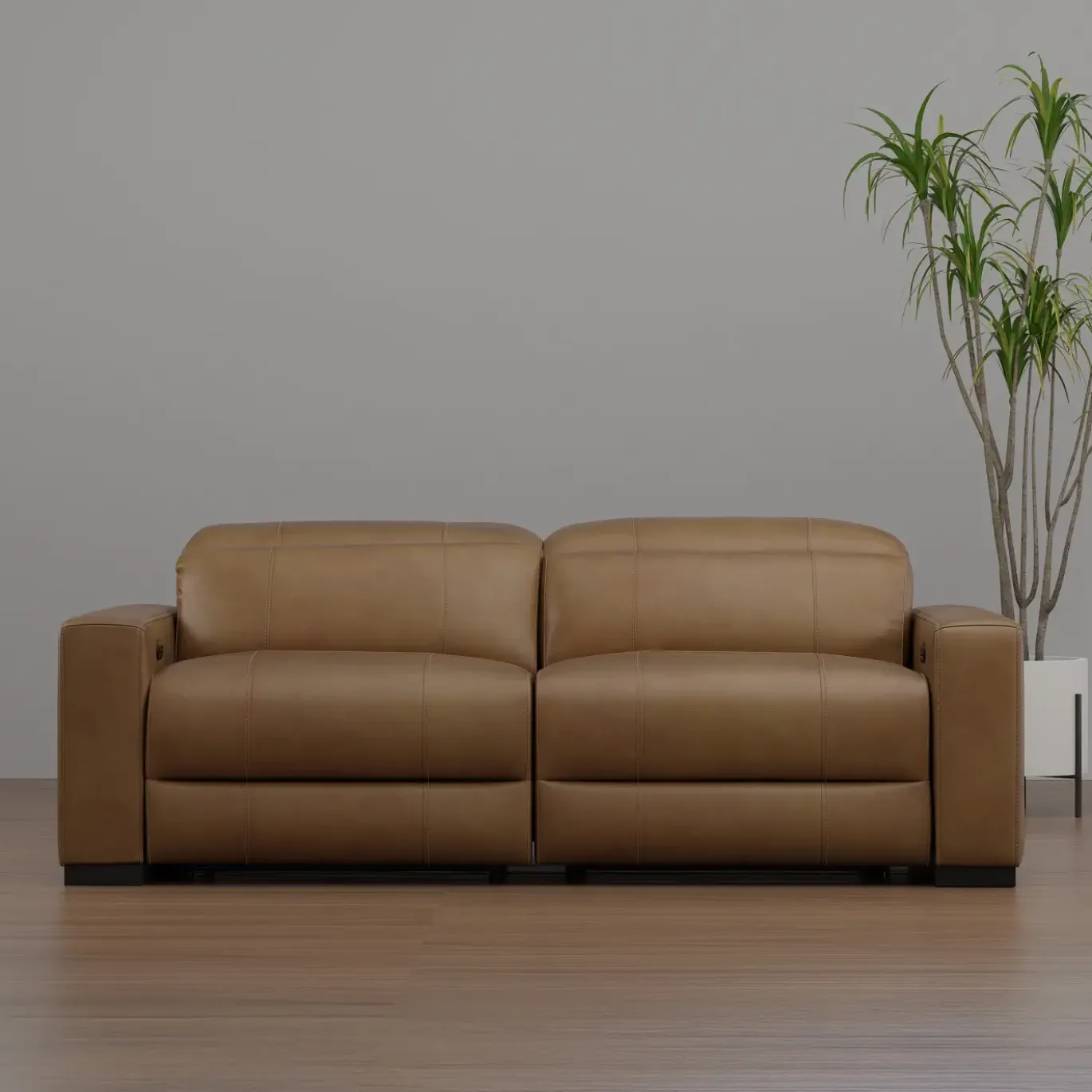 Radiance Power Leather Loveseat