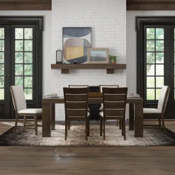 Riley 7pc Dining Set: Extendable Table, 2 Upholstered Chairs & 4 Slat Back Chairs