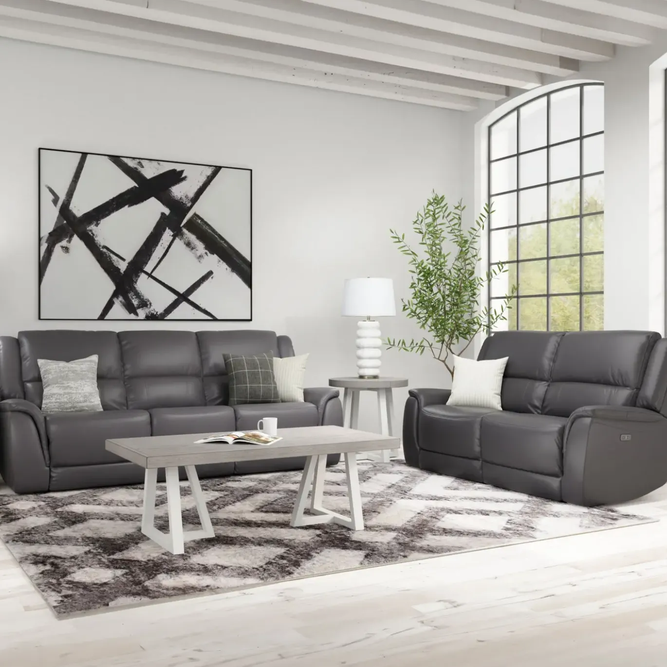Rockwell Buy the Power Reclining Leather Sofa, Get the Power Recliner Free