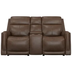 Royale Leather Power Glider Loveseat with Console