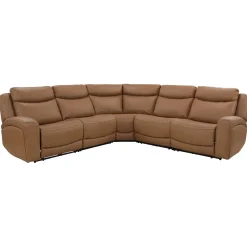 Ryder 5pc Power Leather Sectional with Heat & Massage