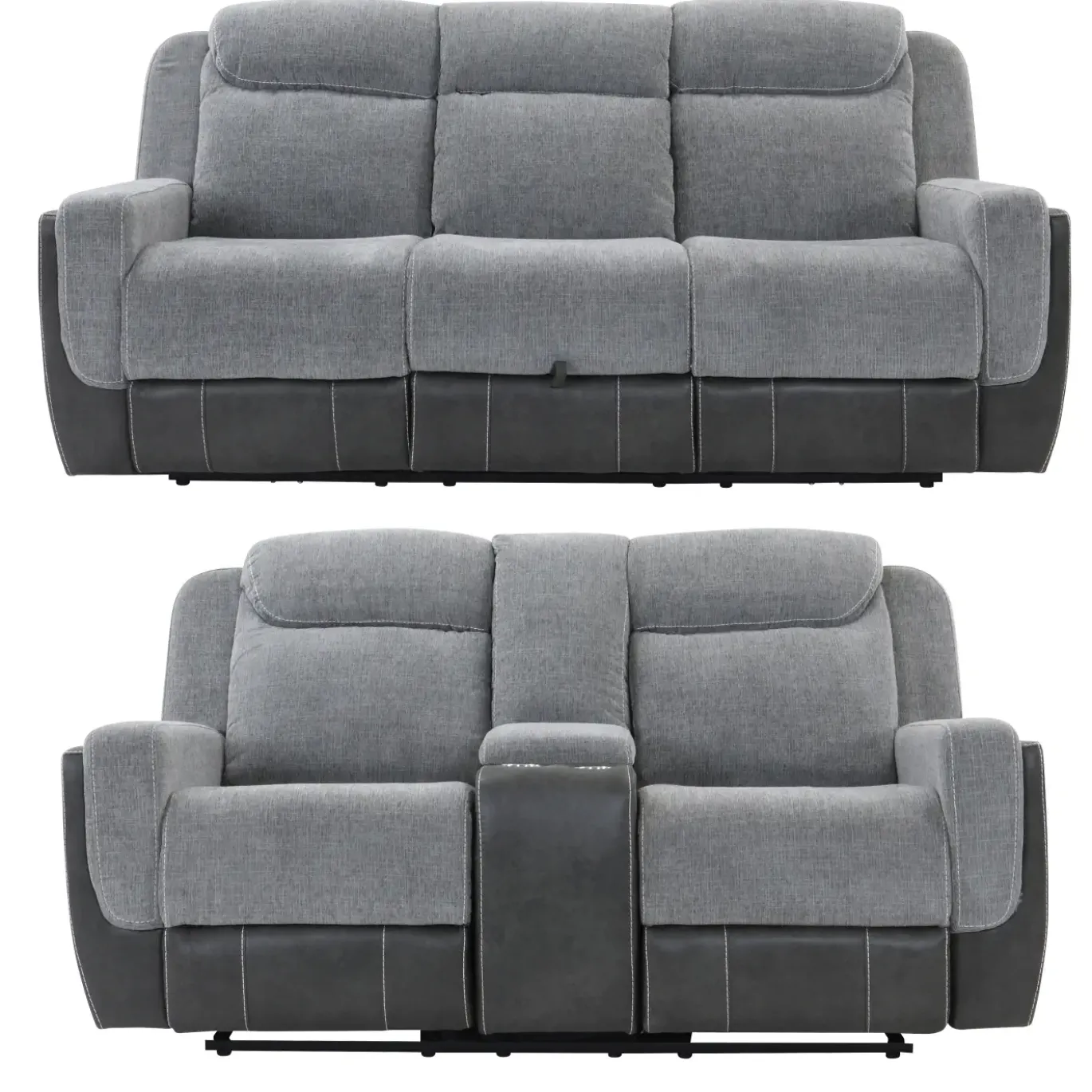 Scout Gray Reclining Living Room Set Power Reclining Sofa & Loveseat