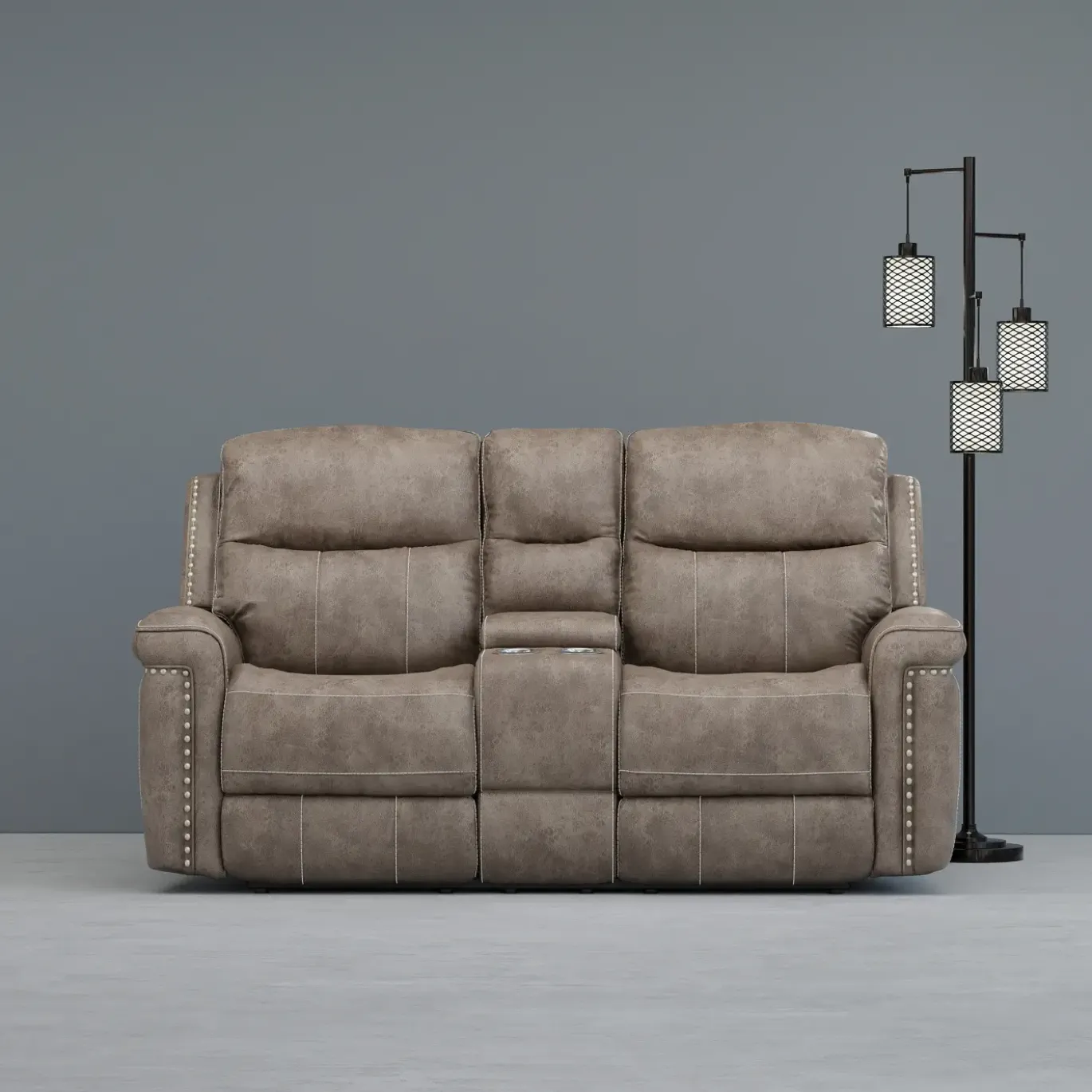 Triplex Power Reclining Console Loveseat