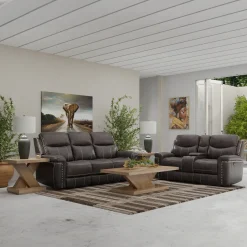 Triplex Power Reclining Living Room Set-Gray