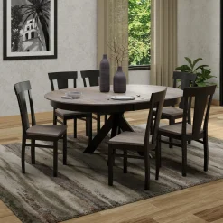 Vibrance Extendable Round Dining Table& 6 Chairs With Custom Finish Options