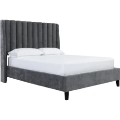 Wren Dark Gray Upholstered Bed