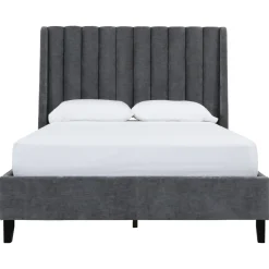 Wren Dark Gray Upholstered Bed